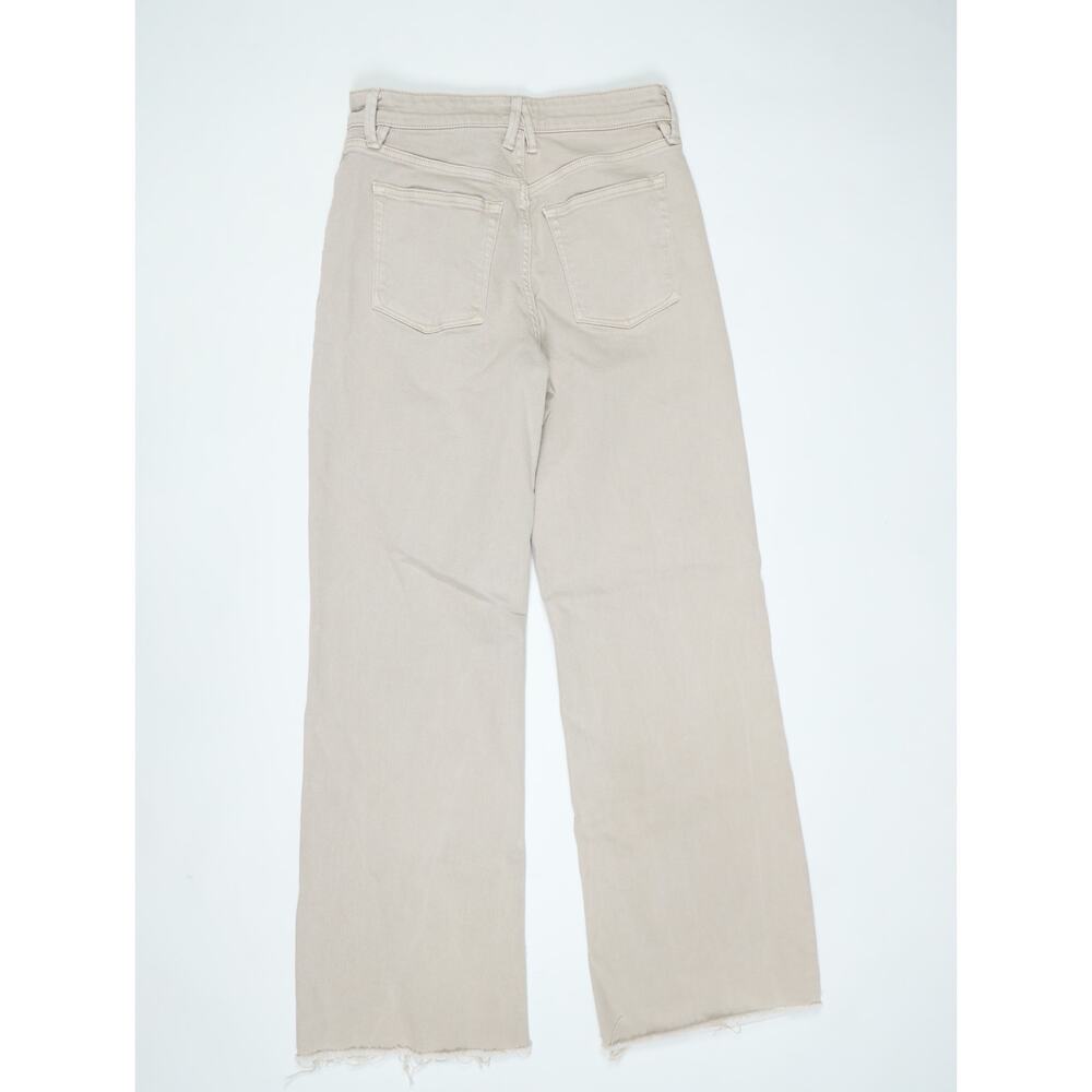 Good American Good Ease Relaxed Jean 0/25 Khaki Beige Raw Hem Wide Leg High Rise - Picture 6 of 14
